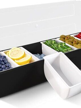Professional 6-Compartment Bar Garnish Tray & Condiment Organizer